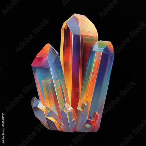 Exotic Vivid Crystal on Black Background