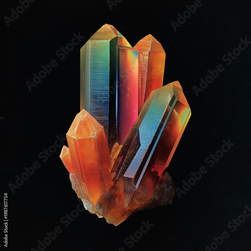 Exotic Vivid Crystal on Black Background