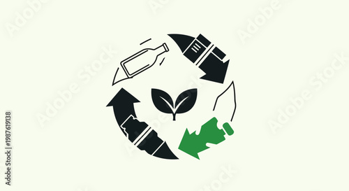 Eco friendly recycling symbol icon green.