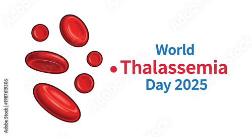 World thalassemia day 2025 awareness illustration with red blood cells