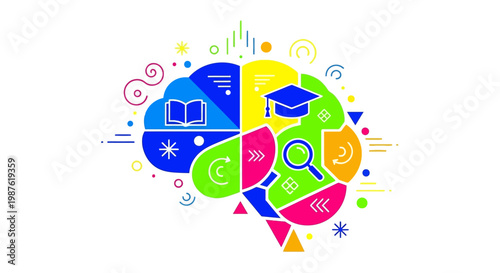 Colorful Brain Education Learning Concept.