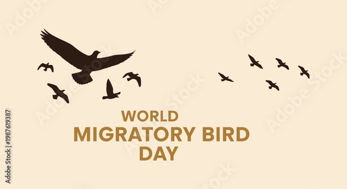 World migratory bird day celebration with silhouetted birds in flight