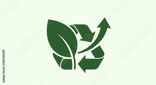 Green leaf recycling eco symbol logo.