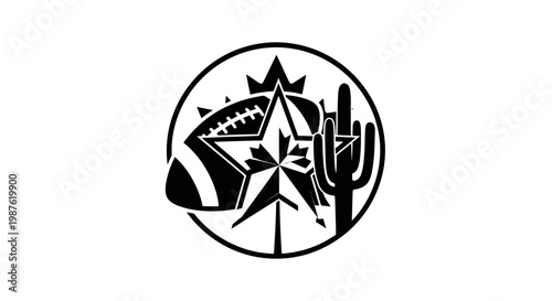 American football star cactus logo symbol.