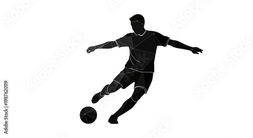 Man Kicking Soccer Ball in Air.