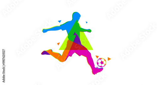 Soccer Player Kicking a Ball.