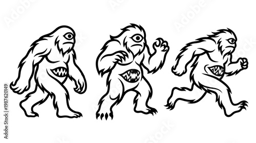 Cyclops Bigfoot Creatures Walking and Running