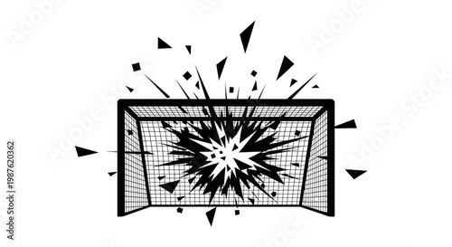 Soccer Goal Net Explosion Black.