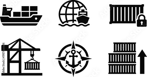 Fast delivery icon set shipping logistics global transportation symbols for websites apps