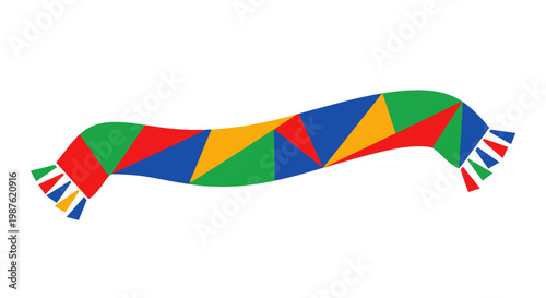 Colorful scarf with tassel ends.