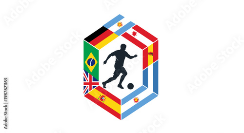 Soccer Player Kicking a Ball Silhouette.