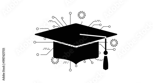 Graduation Cap Academic Achievement Symbol.