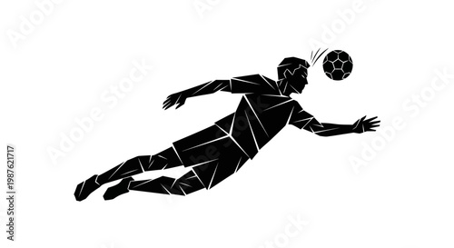 Man Playing Soccer in Air Motion.