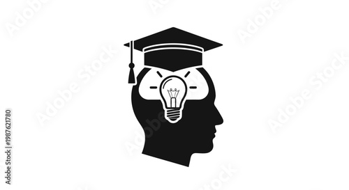 Graduated head with lightbulb moment.