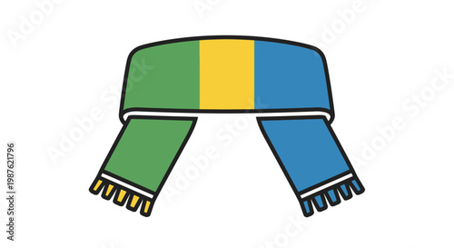 Colorful scarf with green blue yellow.