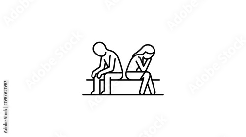 Couple Sitting Back to Back on a Bench Feeling Sad
