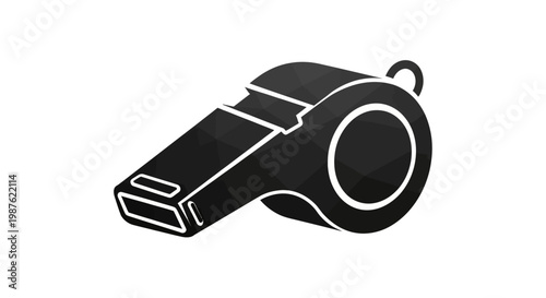 Black and white referee sports whistle.