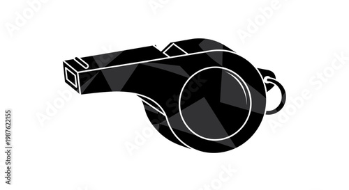 Black and white referee sports whistle.