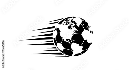 Soccer ball with motion lines globe.