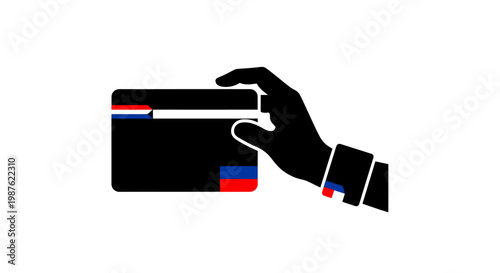 Hand holding a credit card tight.