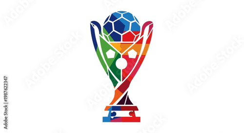 Colorful Soccer Trophy Award Symbol.