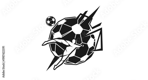 Black and white soccer ball graphic.