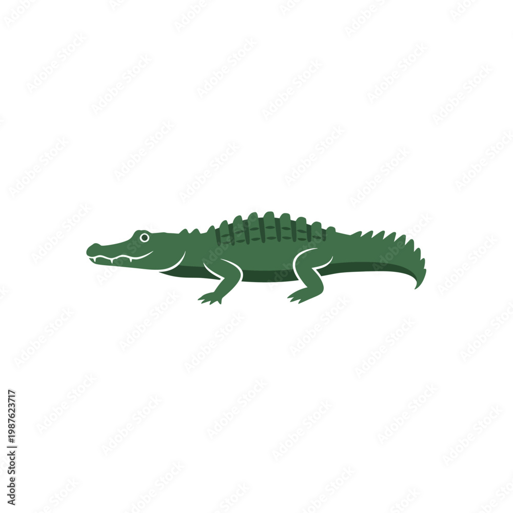 Fototapeta premium A Simple Green Alligator Icon - Vector Graphic Representation of a Reptile