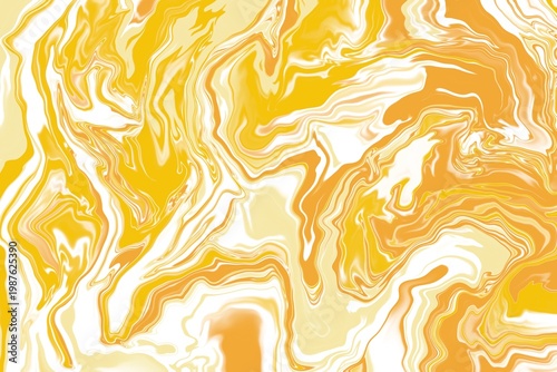 Vibrant Yellow and Orange Marble Swirl Abstract Background.