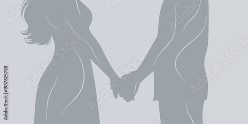 Couple Holding Hands Silhouette Love.