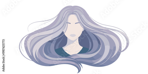 Woman with long flowing silver hair.