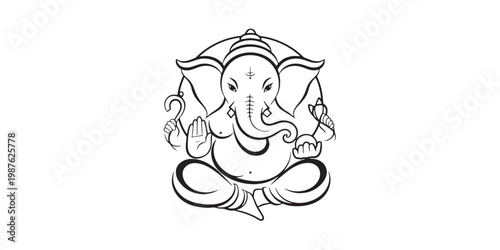 Minimal Ganesha Illustration in Clean Spiritual Line Art
