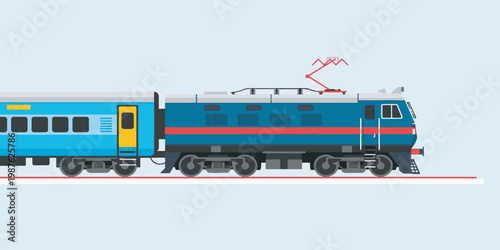Modern Indian Railway Train Illustration in Flat Style