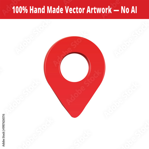 Red Location Pin Icon Isolated on White Background, Map Marker GPS Navigation Symbol Vector Illustration
