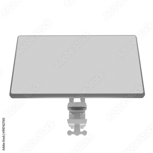 3d up view white screen clamp pc monitor background illustration