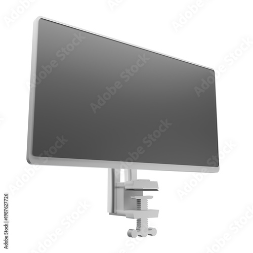 3d diagonal view black screen clamp pc monitor background illustration