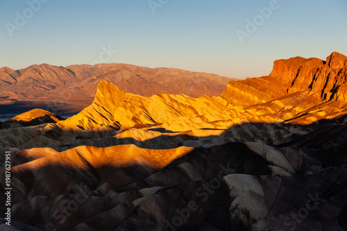 An early morning sunrise at Zabriskie Point, Death Valley, in late December.