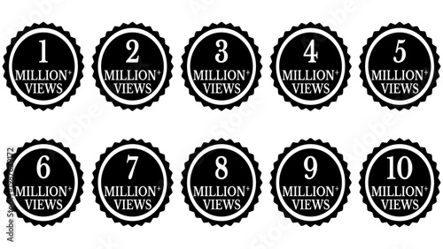 1 to 10 Million Views Badge Stock Vector
