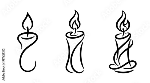 Elegant Black Line Candle Sketches