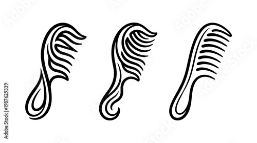 Stylized Comb Silhouettes in Black and White