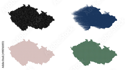 Czech Republic country map in four abstract pattern styles