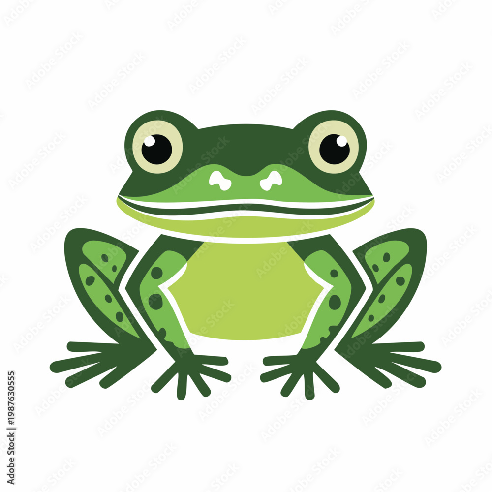 Obraz premium Cartoon illustration of a green frog with big eyes isolated on white background