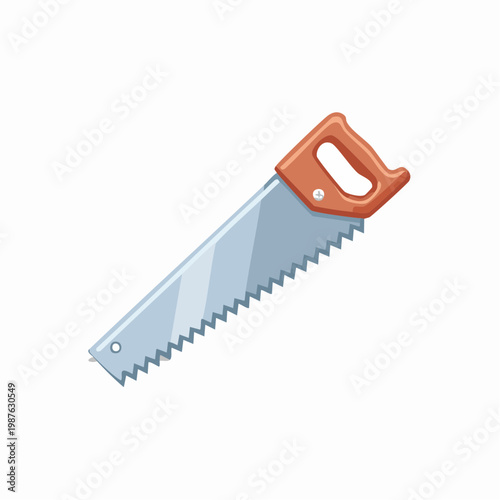 Cartoon handsaw illustration isolated, woodworking tool, carpentry equipment