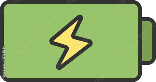 バッテリーのアイコン（線画カラー）のイラスト