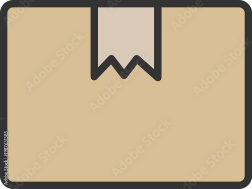 梱包された、段ボールのアイコン（線画カラー）のイラスト