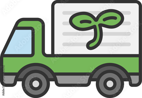 エコトラックのアイコン（線画カラー）のイラスト