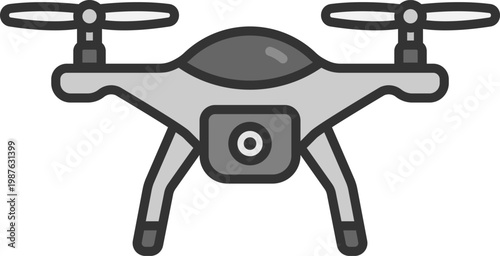 ドローンのアイコン（線画カラー）のイラスト