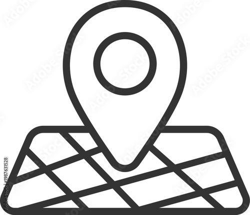 地図上のマップピンのアイコン（線画）のイラスト