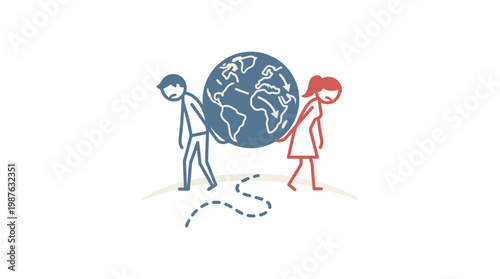 People Carrying the World Together Concept