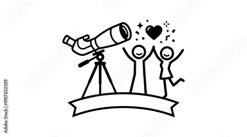 Couple Stargazing with Telescope and Love