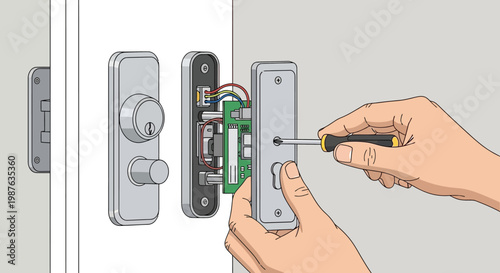 Installation of Electronic Smart Door Lock System with Digital Components for Modern Home Security